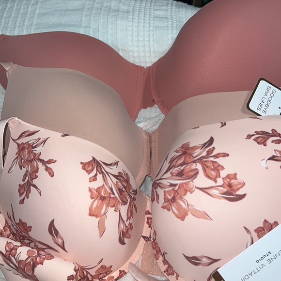 Adrienne Vittadini Other - NWT!!!Adrienne Vittadini 3-Pack Padded Bra Set 38C Underwire Pink Floral Mauve